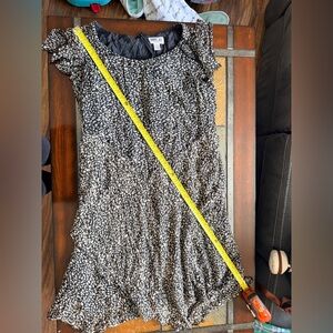 Robbie B 100% silk ruffled sleeveless tank long layering dark cheetah navy 20W